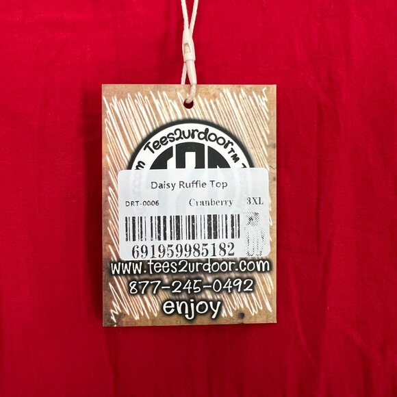 NWT Cranberry Red Cotton Balloon Sleeve Tiered Top Tees2urdoor 3XL XXXL zq - Picture 3 of 5